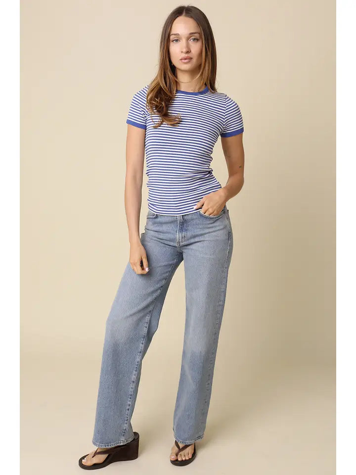 Olivia Striped Contrast Baby Tee