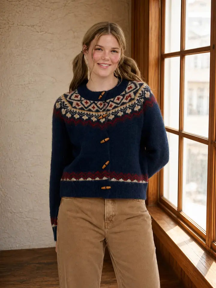 Toggle Button Knit Cardigan Sweater