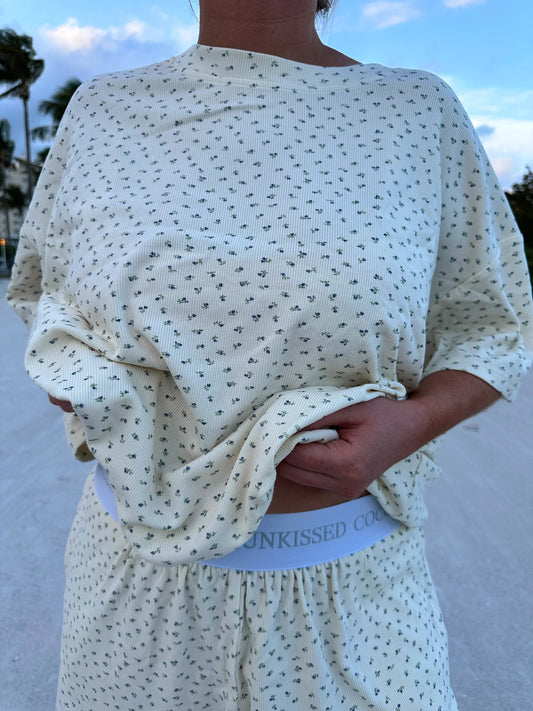 Pale Floral Pajama Top