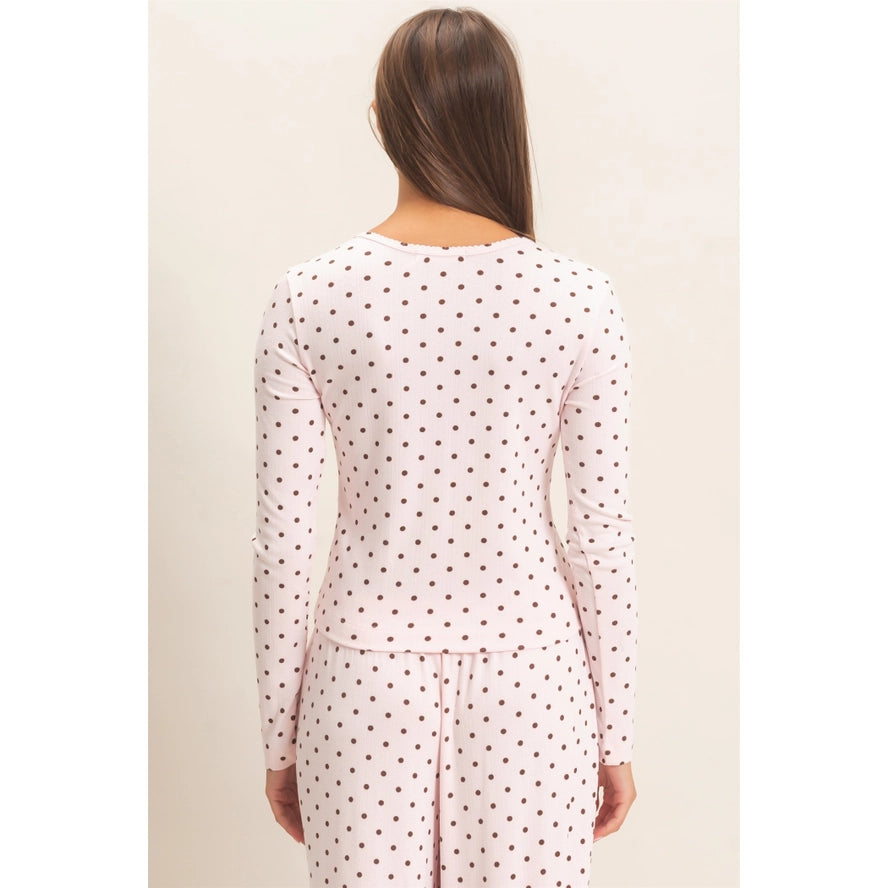 Polka Dot Button Long Sleeve