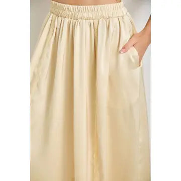 Lace Trim Satin Pants