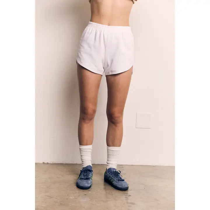High-Waist Organic Cotton Terry Dolphin Lounge Shorts