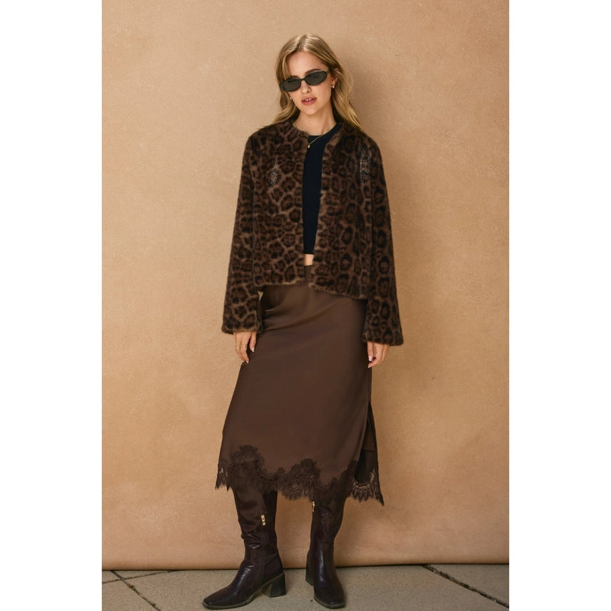 Satin Brown Pencil Skirt