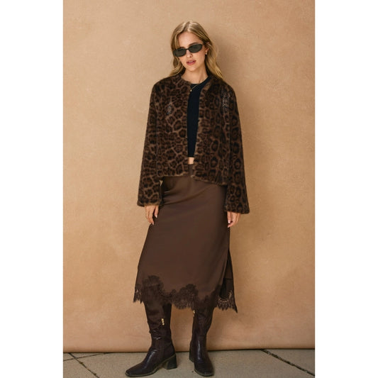 Satin Brown Pencil Skirt