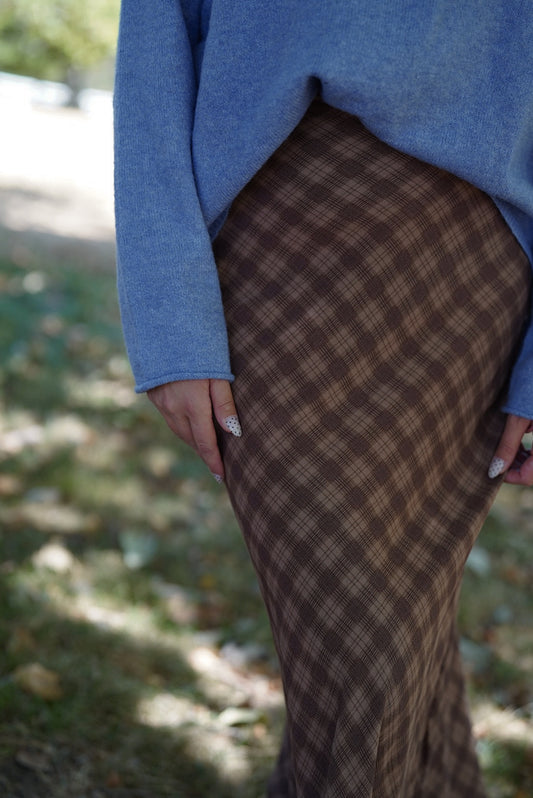 Plaid High Waist Midi Skirt