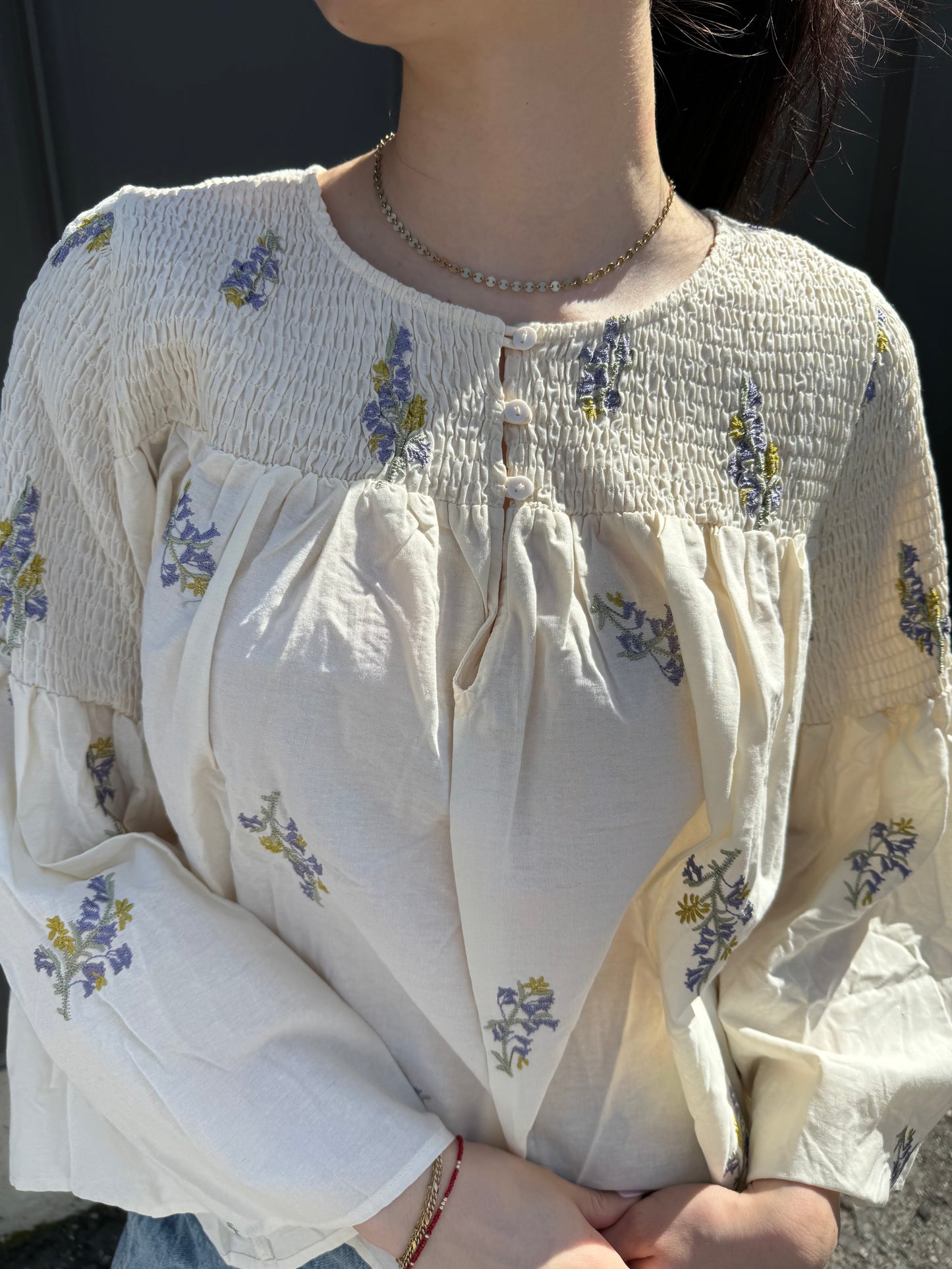 Cream Lavender Floral Top