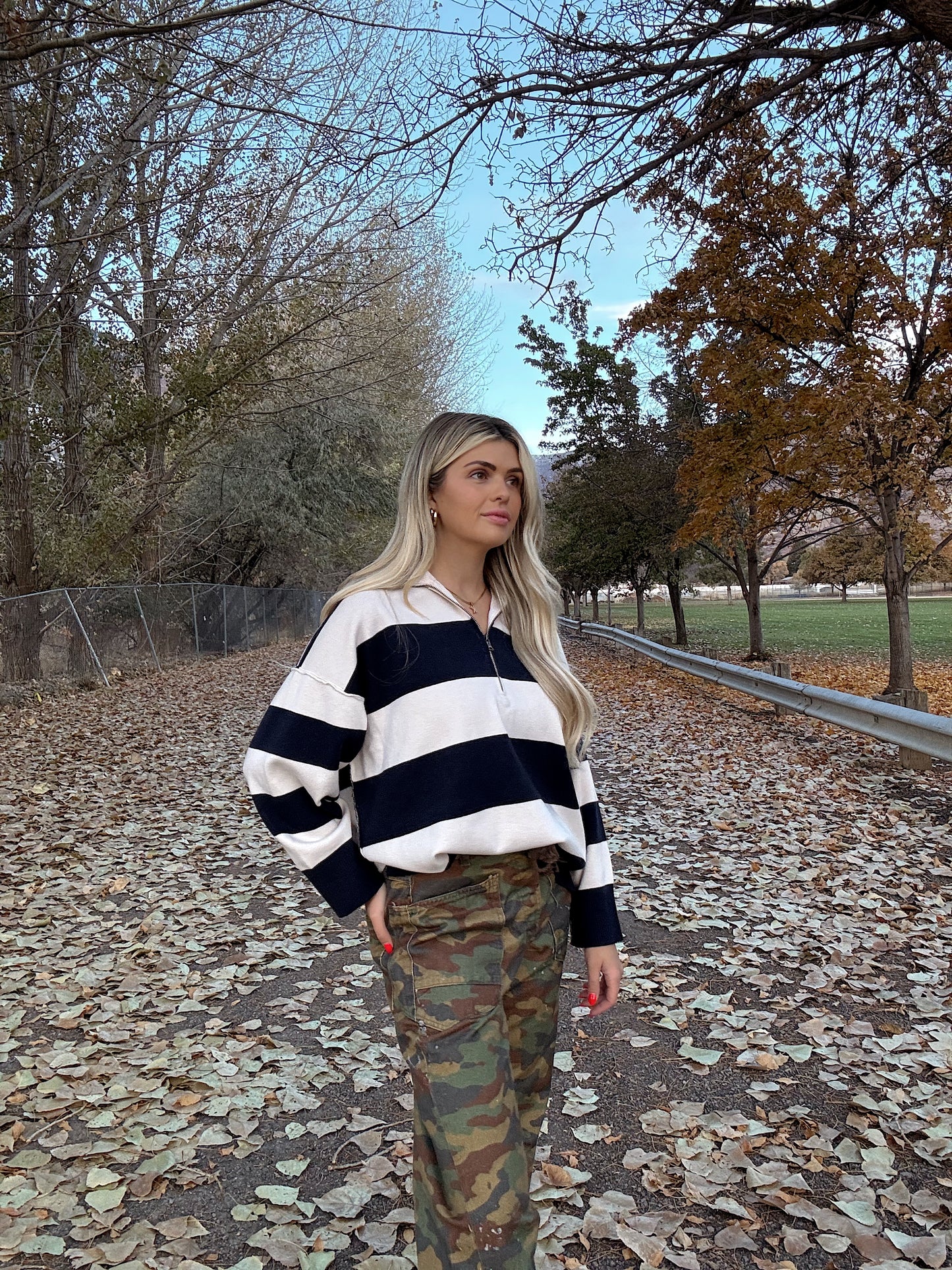 Half Zip Stripe Sweater