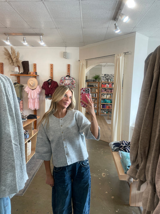 Heather Grey Cardigan Sweater