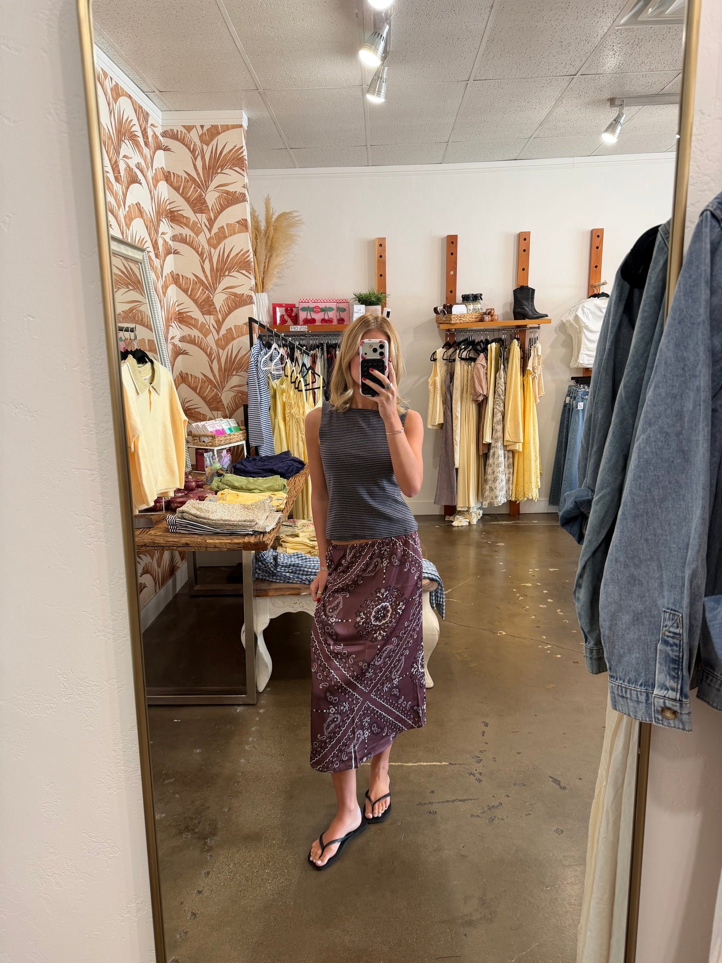 Paisley Print Midi Skirt