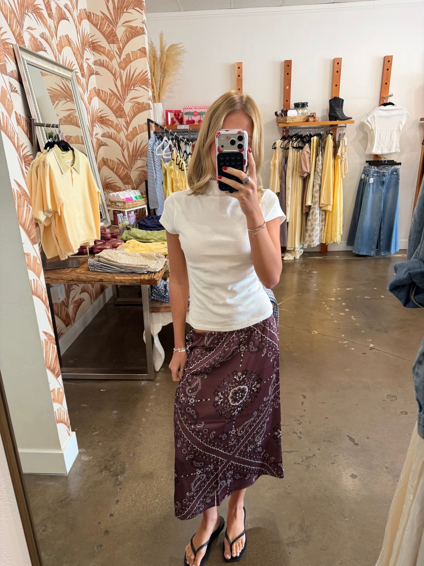 Paisley Print Midi Skirt