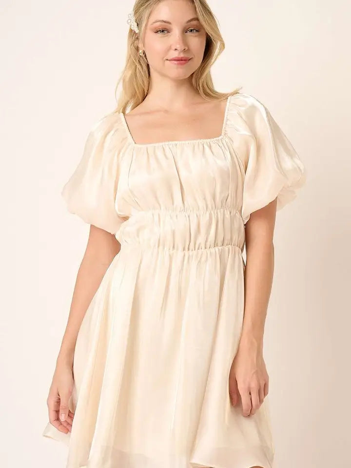 balloon sleeve mini dress Metallic Balloon Sleeve Mini Dress Small