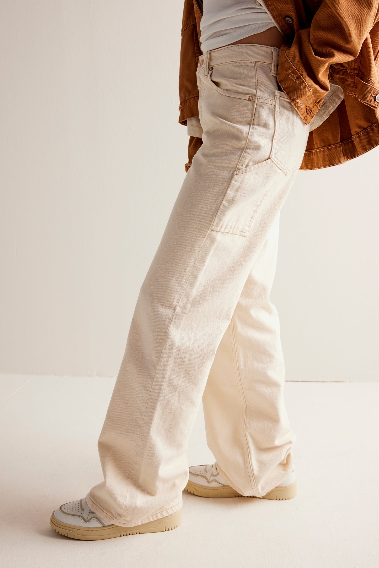 Tinsley Baggy High-Rise Jeans - Cream