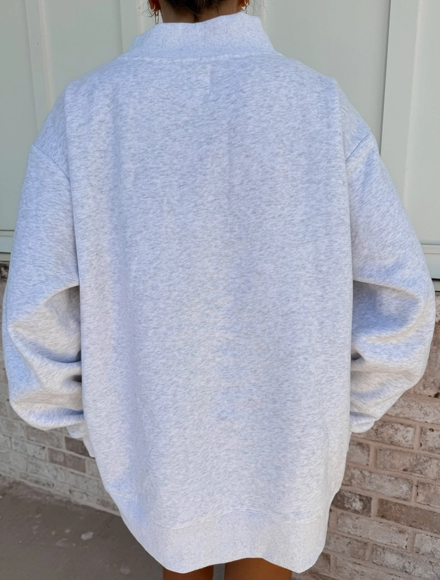 Blue Polka Dot USA Grey Mockneck