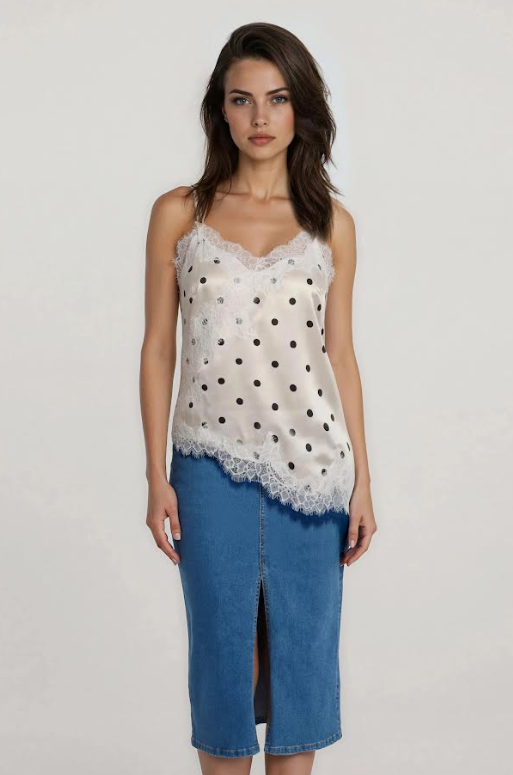 Polka Dot Lace Cami Tank