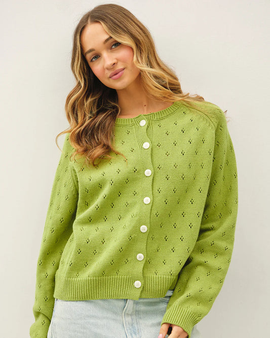 Button Down Eyelet Cardigan