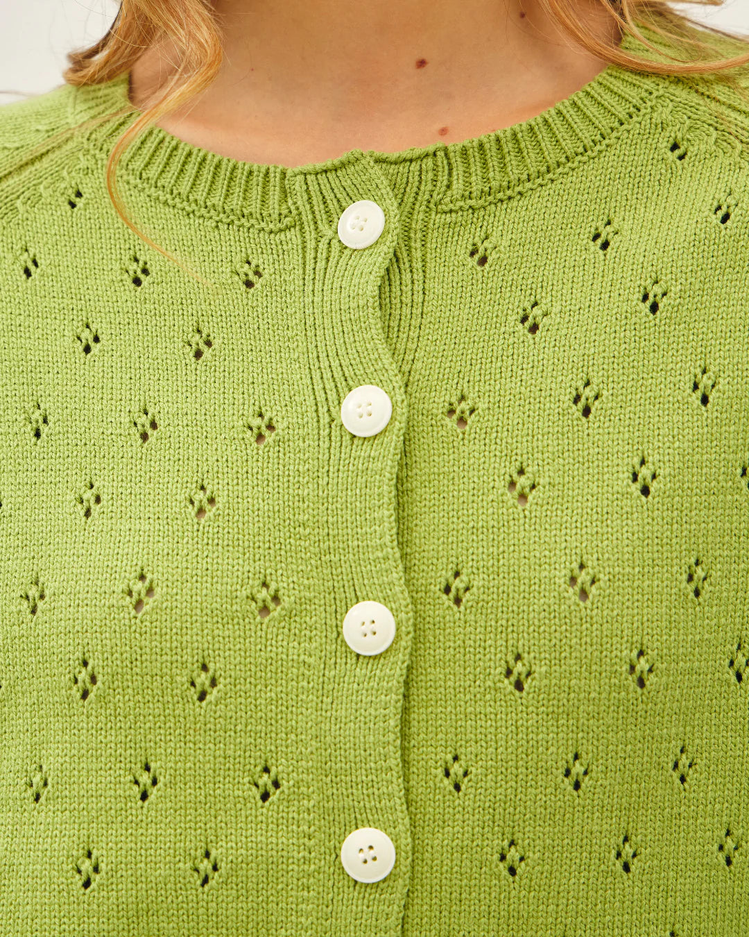 Button Down Eyelet Cardigan