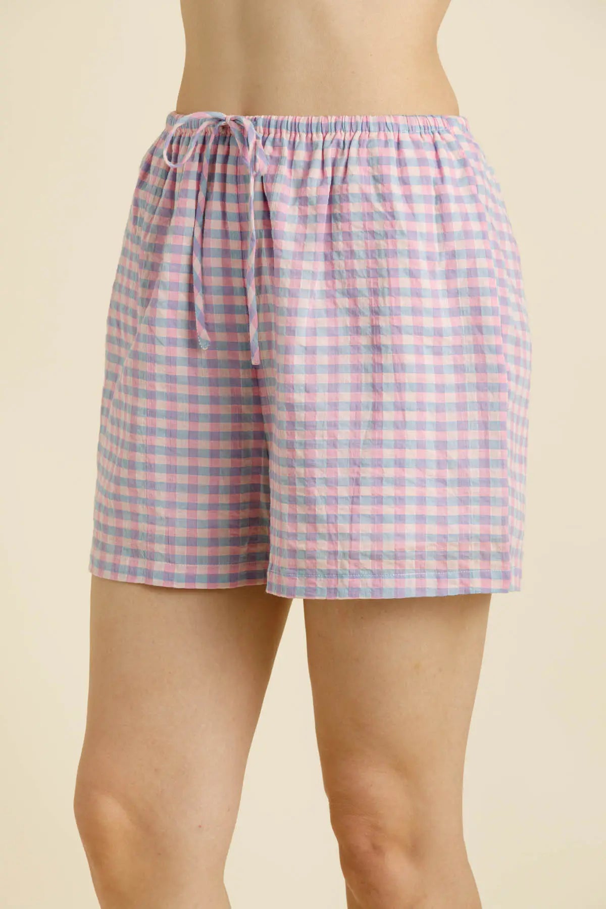 Gingham Shorts W/ Tie