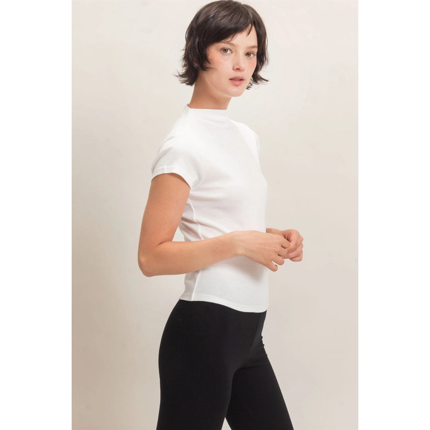 Mock Neck Cap Sleeve Top