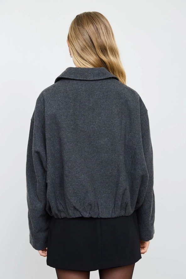 Raglan Zip-Up Cropped Balloon Hem Jacket