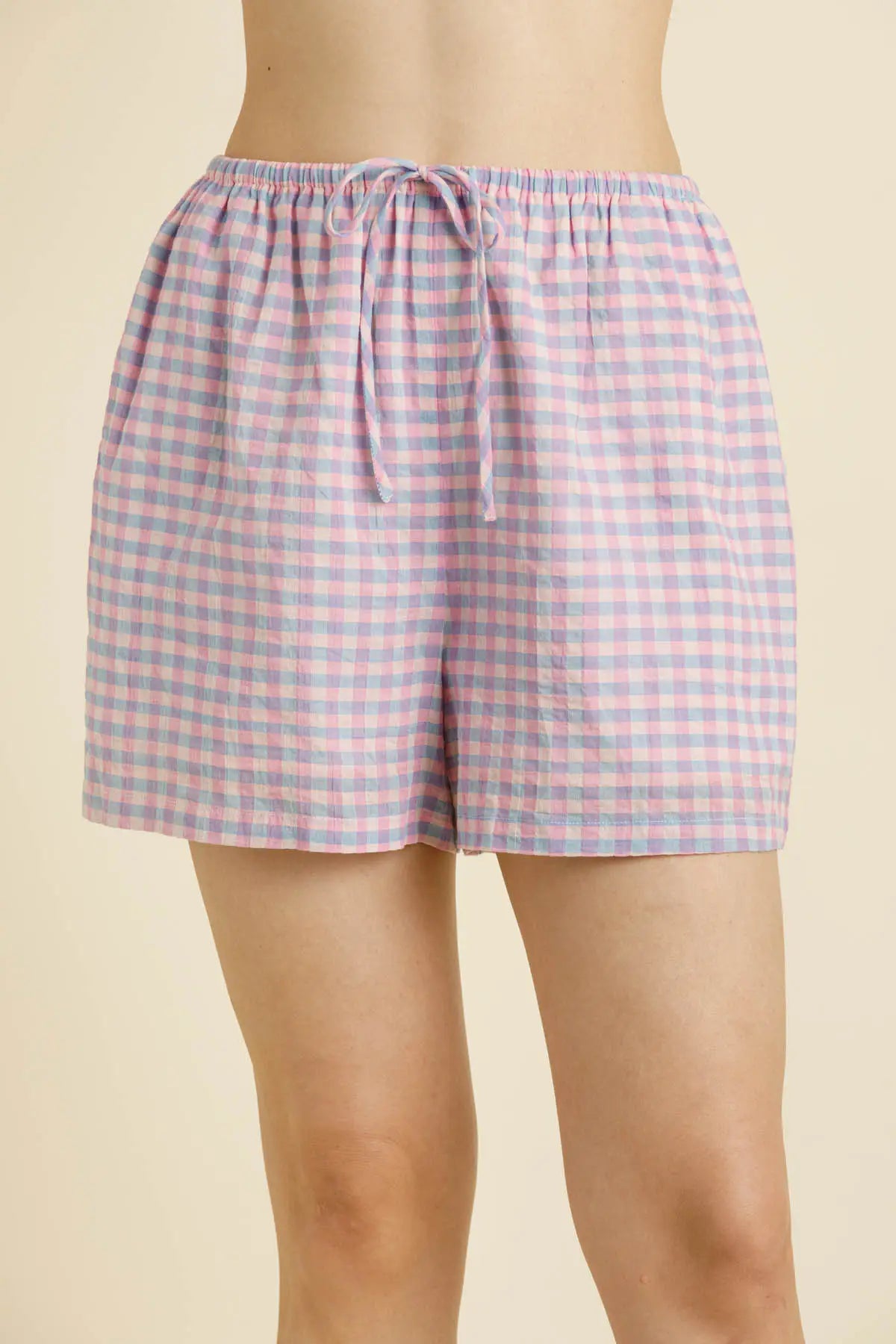 Gingham Shorts W/ Tie