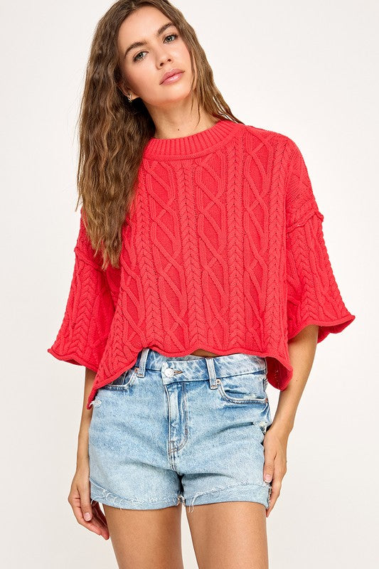 Washed Ashore Cable Stitch Cotton Sweater