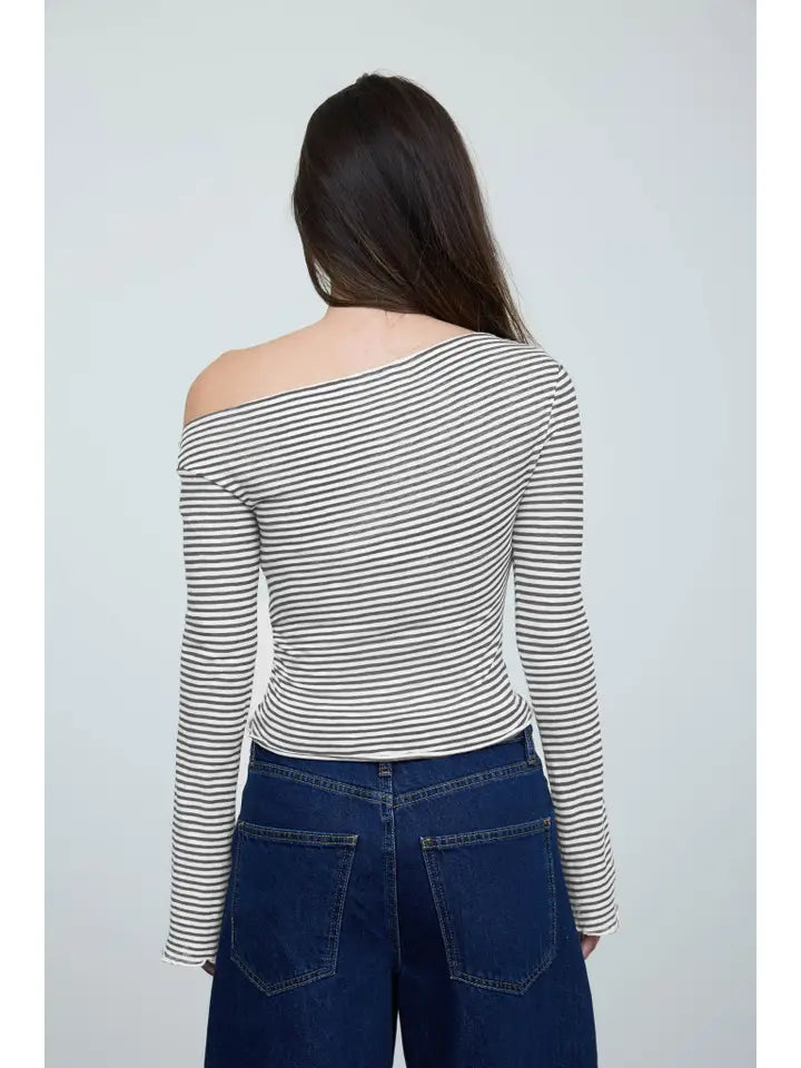 Asymmetrical Neck Long Sleeve Top
