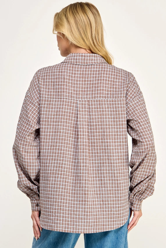 Plaid Button Down Blouse