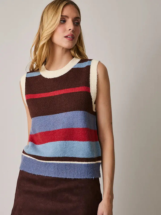 Round Neck Stripe Sweater Vest