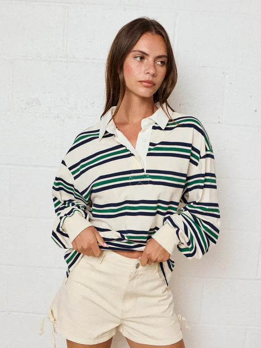 Classic Striped Collared Rugby Shirt