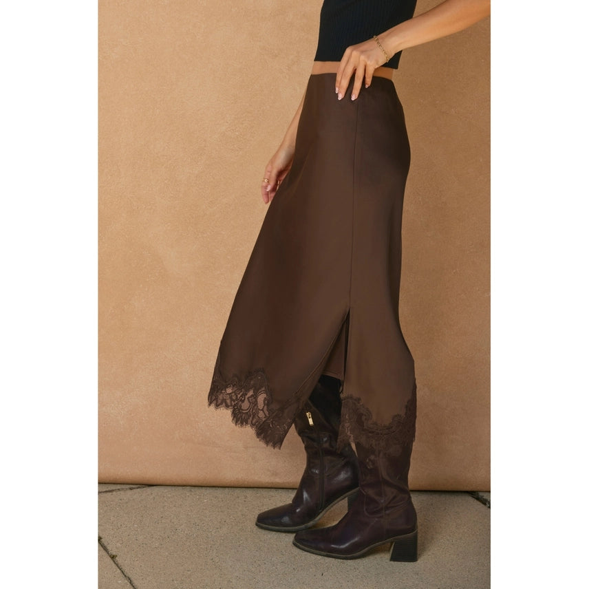 Satin Brown Pencil Skirt