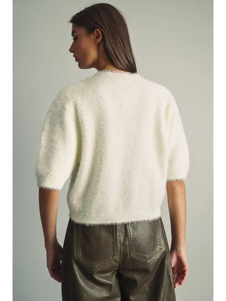 Fluffy Cropped Faux-Fur Sweater