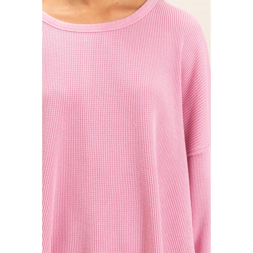 Mineral Wash Waffle Oversized Top