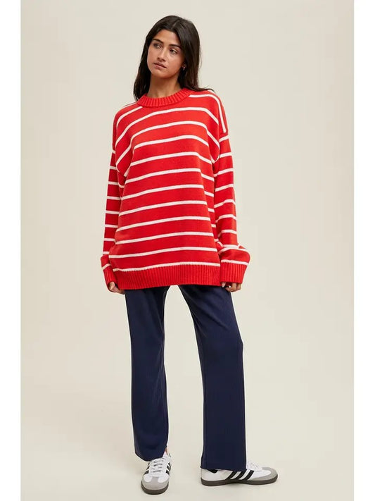 Oversized Striped Knit Sweater