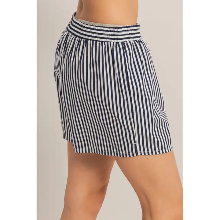 Striped Elastic Waist Boxer Shorts