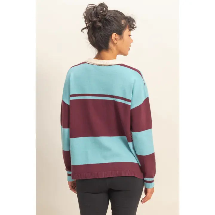 Contrasted Polo Sweater