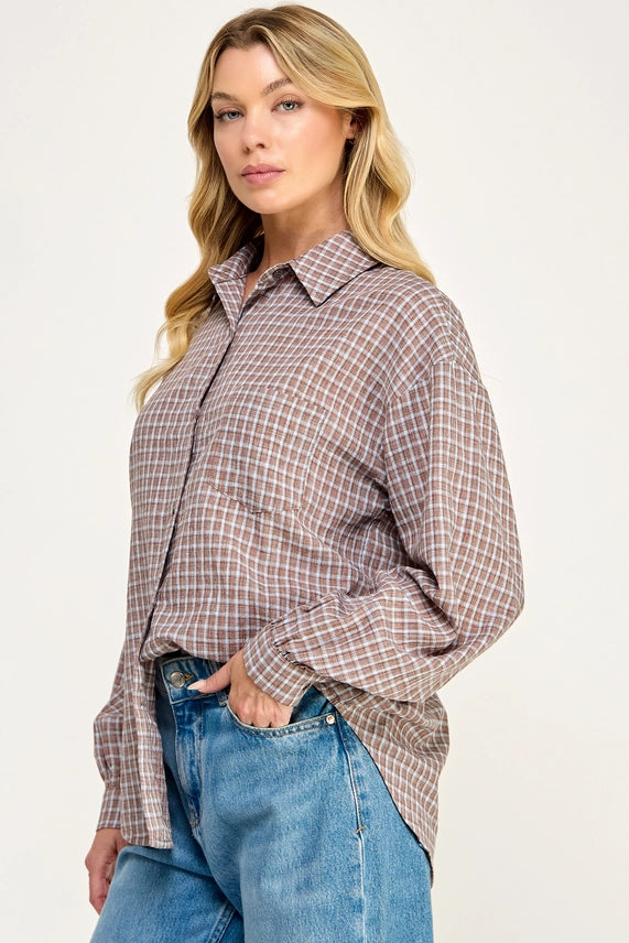 Plaid Button Down Blouse