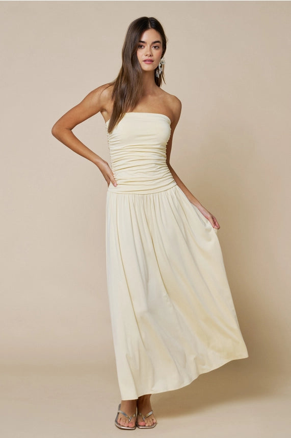Strapless Ruched Maxi Dress
