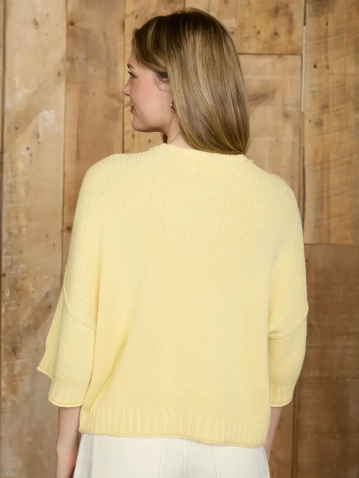 Short Sleeve Drop Shoulder Knit Sweater