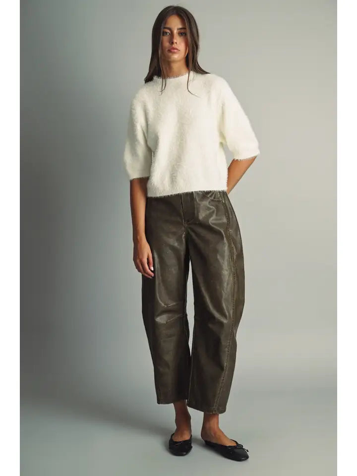 Fluffy Cropped Faux-Fur Sweater