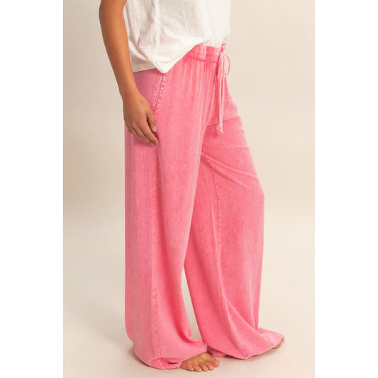 Mineral Wash Drawstring Wide Leg Pants