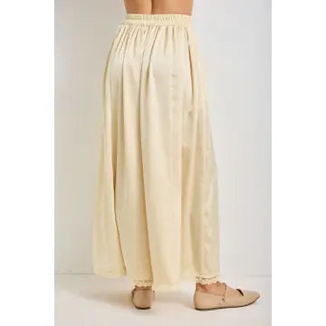 Lace Trim Satin Pants