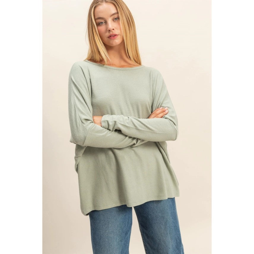 Relaxed Fit Dolman Long Sleeve Top