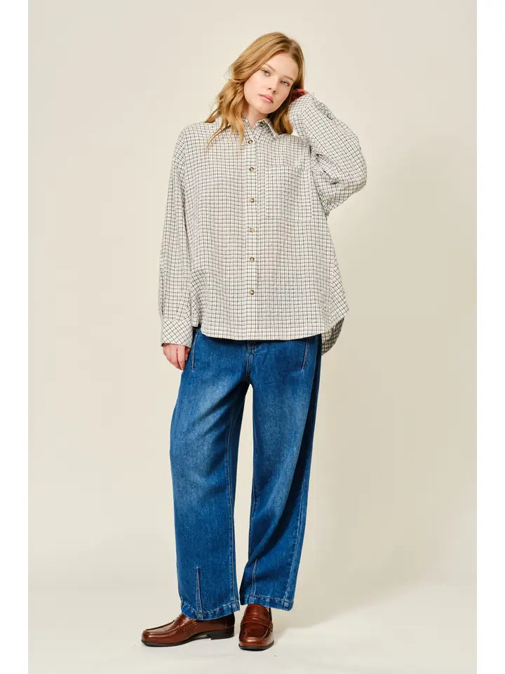 Plaid Washed Oversized Shirts