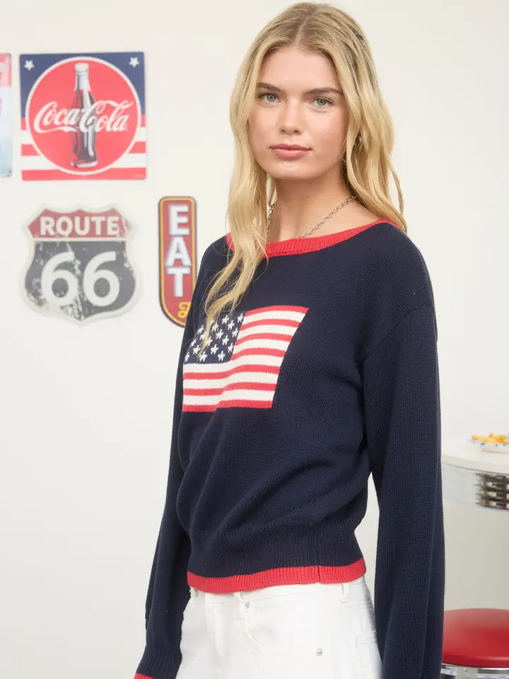 American Flag Pullover