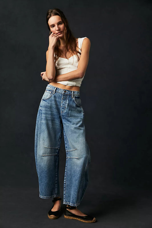 Good Luck Mid-Rise Barrel Jeans