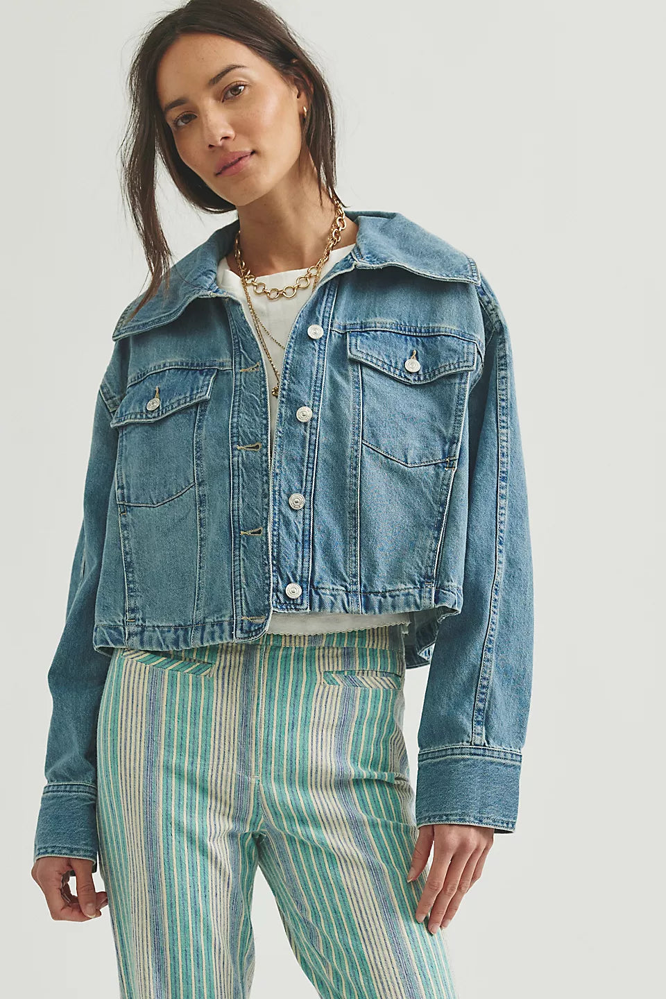 We The Free Side To Side Cropped Denim Jacket