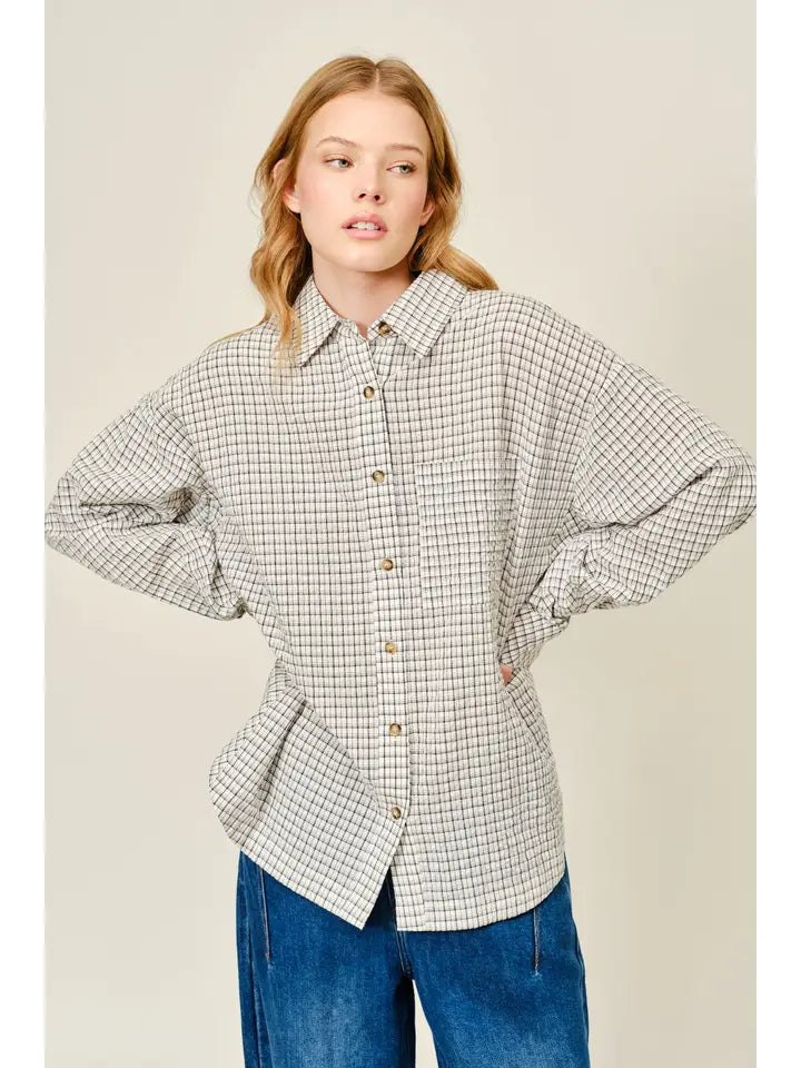 Plaid Washed Oversized Shirts