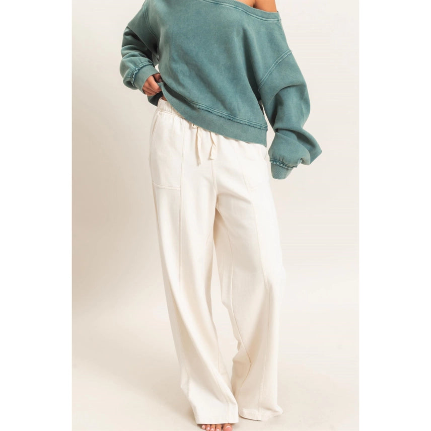 Drawstring Waist Wide Leg Pants