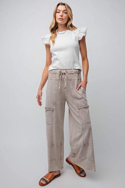 Mineral washed terry pants