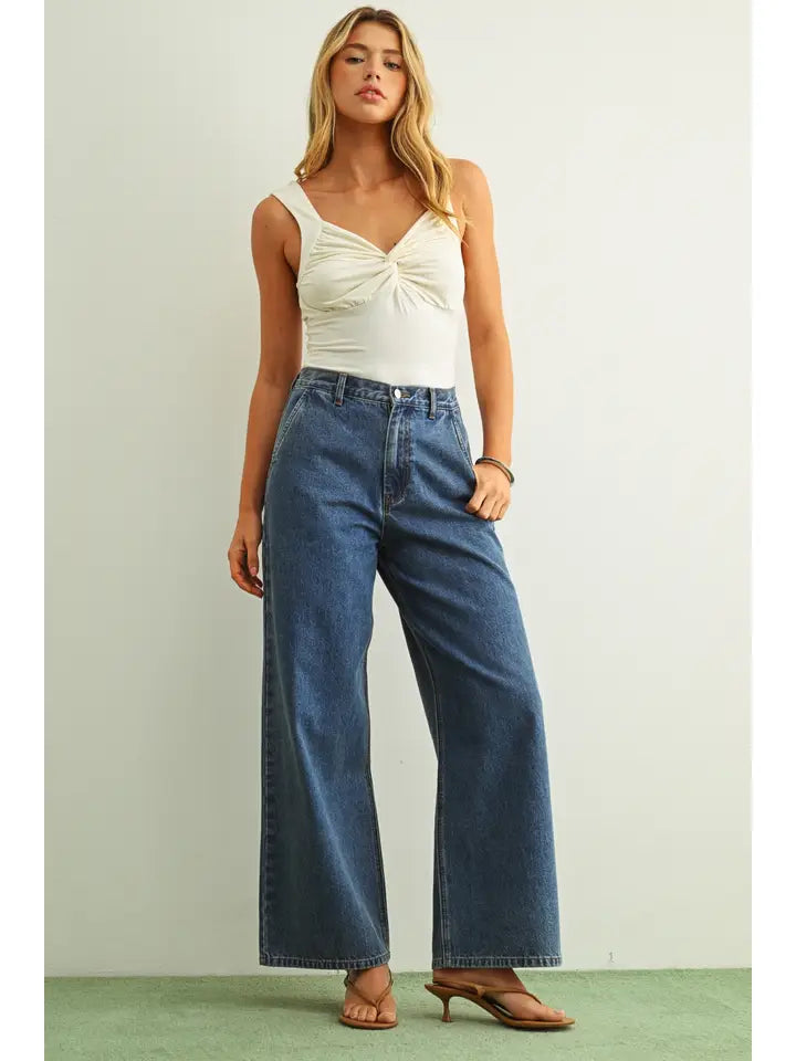 Wide Leg Soft Denim Pants